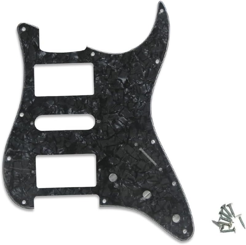 ROZILO Strat HSH Pickguard Pick Guard Scratch Plate with Screws for American/Mexican Standard Strat Modern Style Guitar Replacement Black Pearl - Image 1